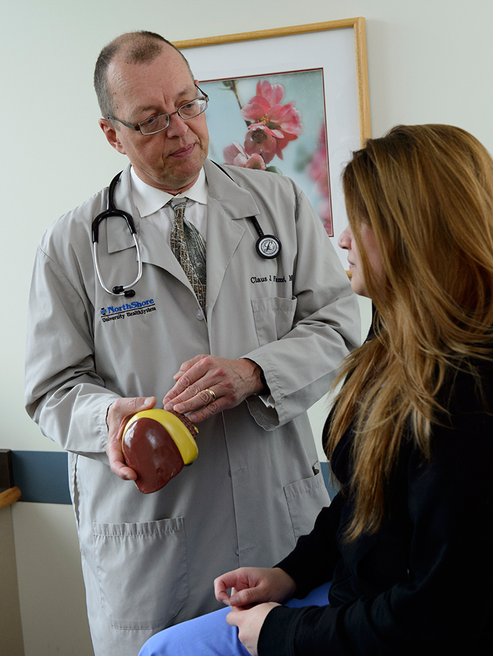 Hepatologist Dr. Claus Fimmel offers his patient treatment options for liver disease.