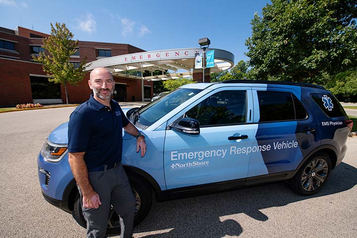 Dr. Ben Feinzimer with NorthShore's Emergency Response Vehicle