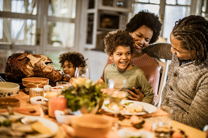 Family at holiday table