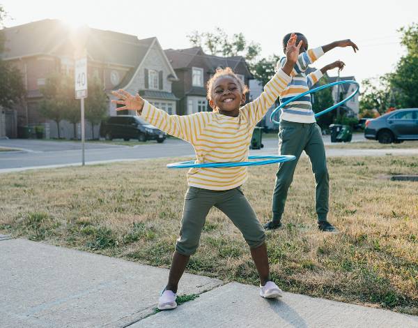 Joy and happiness being outdoor with friends and siblings